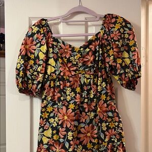 Billabong Floral Mini Dress - Black, Orange, Yellow